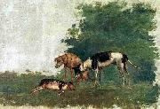 Benedito Calixto Dogs and a capybara France oil painting artist